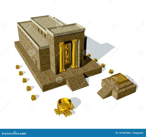 King Solomon Temple Isolated on White Background Stock Illustration - Illustration of stone ...