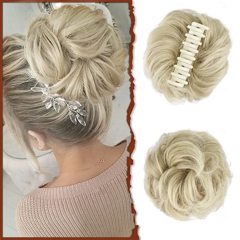 Claw Clip Messy Bun Hair Piece Wavy Curly Hair Bun Clip in Claw Chignon ...