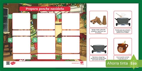 Prepara ponche navideño: tarjetas de secuencias