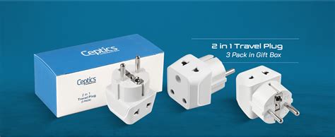 Ceptics Europe Travel Adapter, 2 in 1 India to Europe, Germany, France ...
