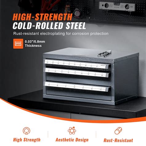 VEVOR A-Z Drill Bit Dispenser 14.8-in W x 7.9-in H 3-Drawer Steel Tool ...