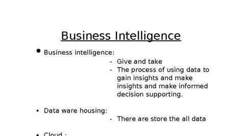 Business Intelligence (BI) Overview: Insights & Power BI Usage - Studocu