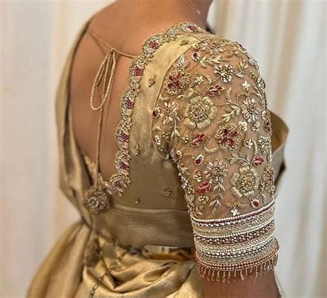 Buy Gold Zardozi Work Blouse | Aari Work Saree Blouse | Aari Work ...