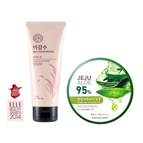 The Face Shop Rice water Bright Cleansing Foam and Jeju Aloe Gel | Face ...
