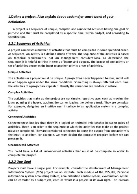 Software project management - 1 a project. Also explain about each ...