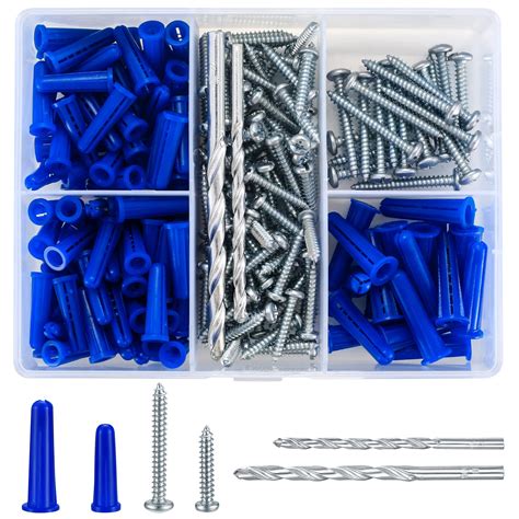 208 Pcs Concrete Anchors and Screws Kit, Drywall Anchors and Screws ...