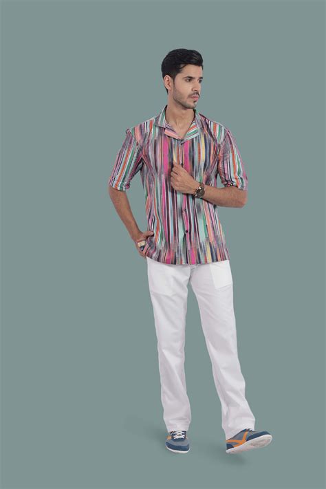 Broken Stripes Relax Fit Half Sleeves Shirt – Stitch Monkey