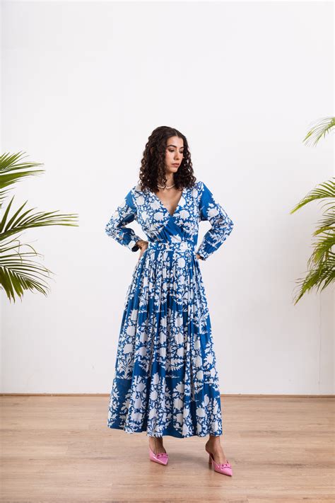 Blue Wrap Maxi – rivaajclothing