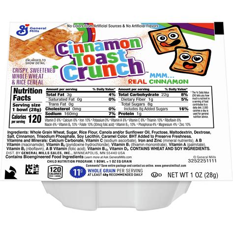 Food Label For Cinnamon Toast Crunch at Pamela Beeler blog