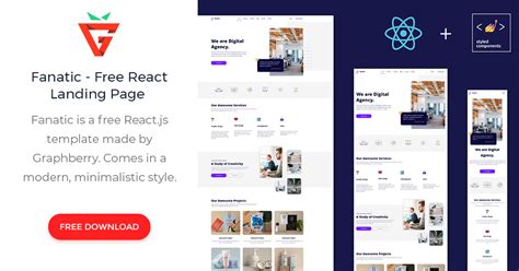 Fanatic - Free React Landing Page - graphberry.com