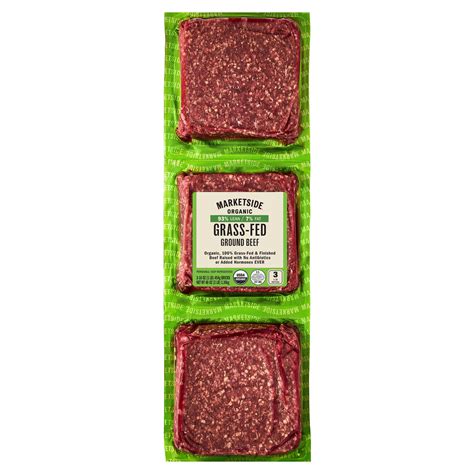 Marketside Organic Grass-Fed Ground Beef, 93% Lean, 1 lb, 3 Pack ...
