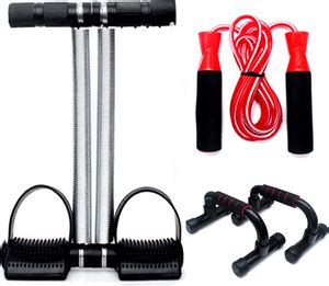 RIO PORT Tummy trimmer Double Spring with Skiping rope red, pushup bar ...