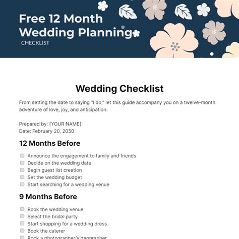 Free Wedding Checklist Templates, Editable and Printable
