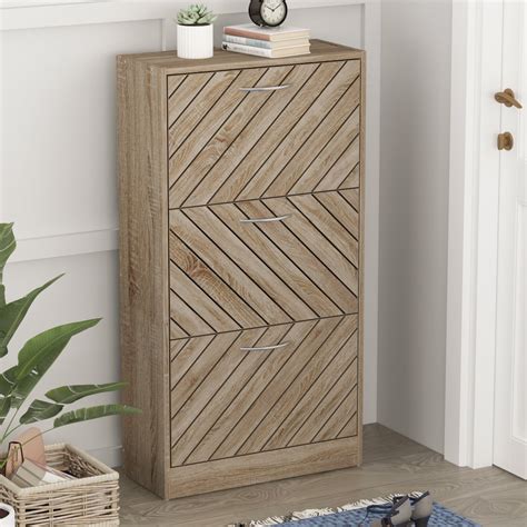OXYLIFE Modern Shoe Cabinet, Wood 3 Tilt-Out Doors India | Ubuy