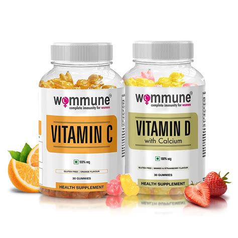 Wommune Vitamin C & Calcium and Vitamin D Gummies Combo : Amazon.in ...