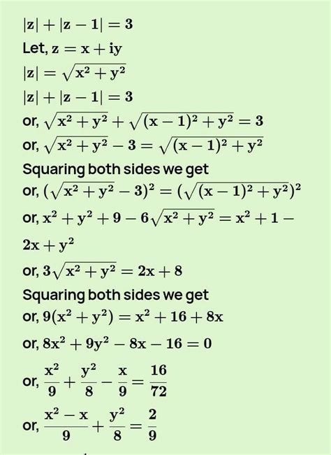 Find the locus of the point z| z - 1 | + | z + 1 | = 3 - Brainly.in