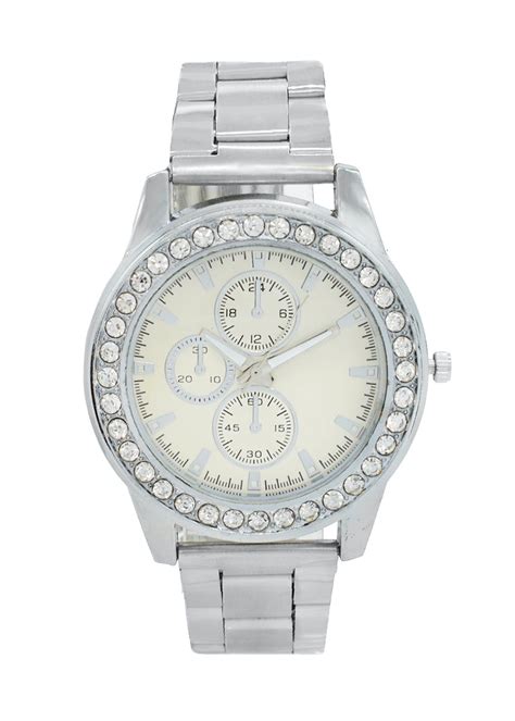 Get Bella Rhinestones Studded Chrono Silver Watch at ₹ 1299 | LBB Shop