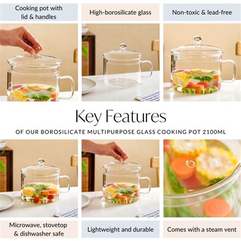 Borosilicate Multipurpose Glass Cooking Pot 2100ml Online - Premium ...