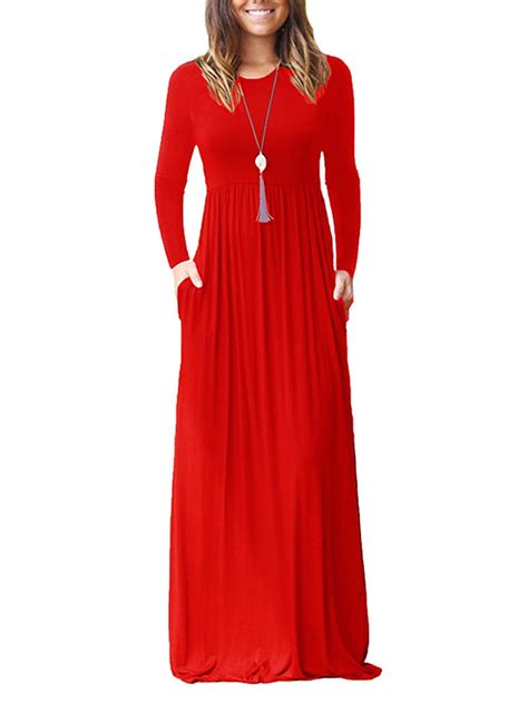 Colisha Women Casual Holiday Dress Sexy Long Sleeve Maxi Dresses Kaftan ...