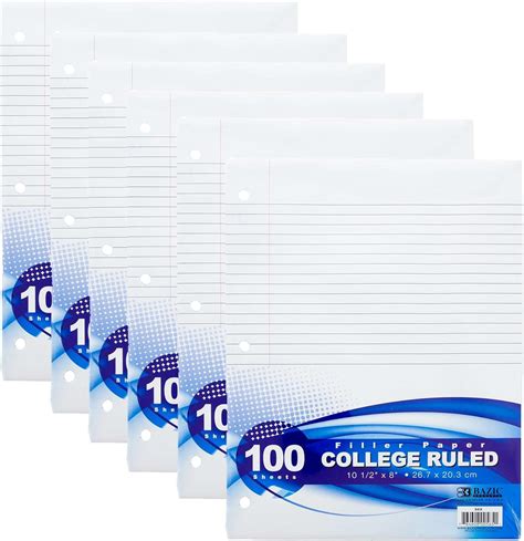 BAZIC Products BAZIC College Ruled Filler Paper - 125 Sheets, 3 India ...