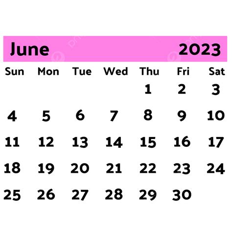 Pink June 2023 Calendar, 2023 Calendar, Calendar, June PNG and Vector ...