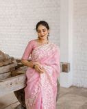 Buy Pink Silk Kota Embroidery Saree T431866