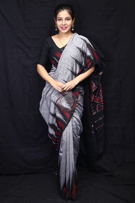 Grey Black Kargil Kumbha Cotton Saree