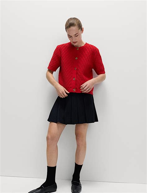 Buy Pinstripe Pleated Mini Skirt at Marks & Spencer