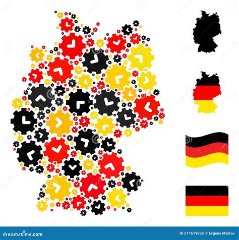 German Map Mosaic of Clock Settings Items in German Flag Colors Stock ...