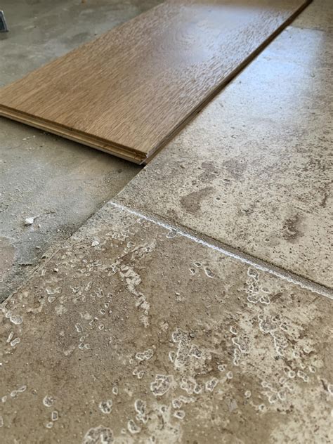 Transition between engineered hardwood and tile on concrete slab : r ...