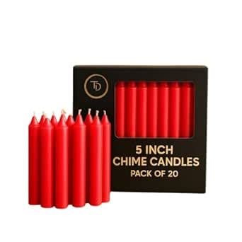 True Decor Wax 5" Red Pack Of 20 Chime/Spell/Mombati Unscented Candles ...