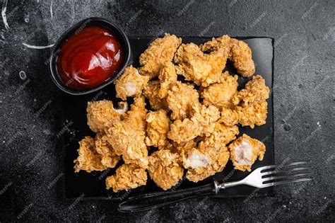 Premium Photo | Crispy fried breadcrumb covered chicken popcorn with ...