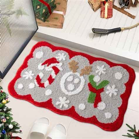 Urtlmaji Christmas Bathroom Rugs, Christmas Decorations Scalloped Joy ...