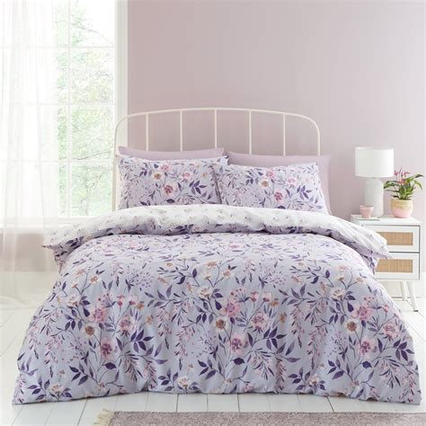 Lilac Catherine Lansfield Isadora Floral Duvet Cover Bedding Set | Terrys