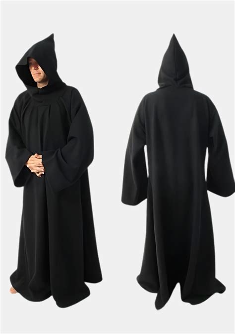Practical eClergy's Black Monk Robe with Fixed Hood and Belt – eClergys
