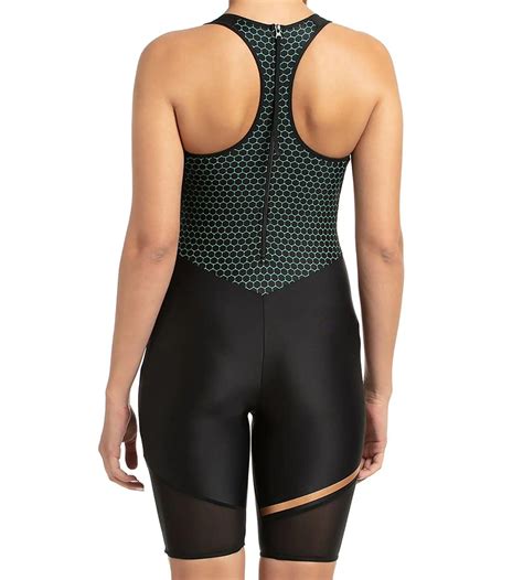 Buy Speedo Mesh Panel Legsuit One Piece Black-Greenglow-Rose Gold ...