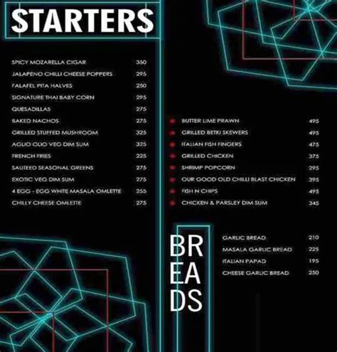 Menu of Nocturne, Theatre Road, Kolkata