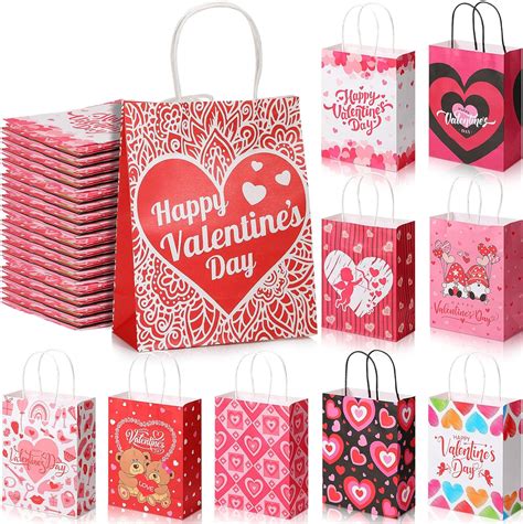 Amazon.com: Chivertion 100 Pcs Valentine's Day Gift Bags Bulk 7 x 3 x 9 ...