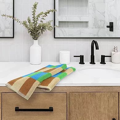 Checkered Cotton Hand Towels for Bathroom, Soft Absorbent Bathroom Hand ...