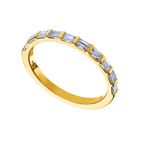 Gold and Diamond Baguette Wedding Band - BRBND00002