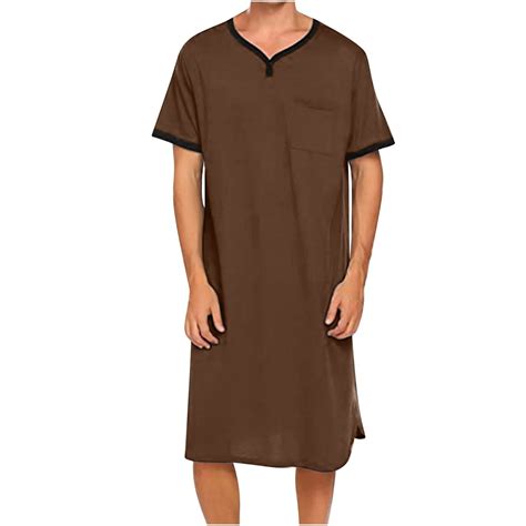 Mlzmgr Mens Sleep Shirts V Neck Short Sleeve Nightgown Loose Comfy ...