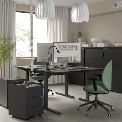 MITTZON desk, black stained ash veneer/black, 120x80 cm (471/4x311/2 ...