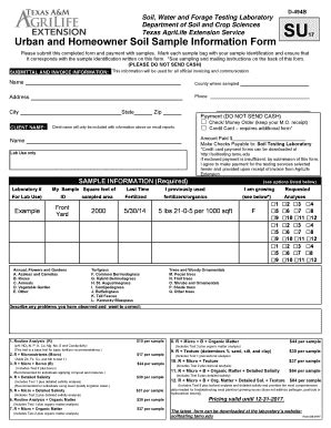 Fillable Online soiltesting tamu Urban and Homeowner Soil Sample ...