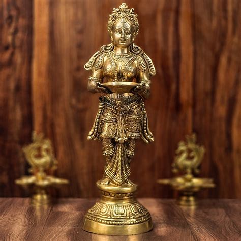 23-Inch Deep Lakshmi Brass Statue - Gleaming Grace - Budhshiv.com