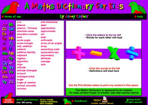 Image result for Math Dictionary