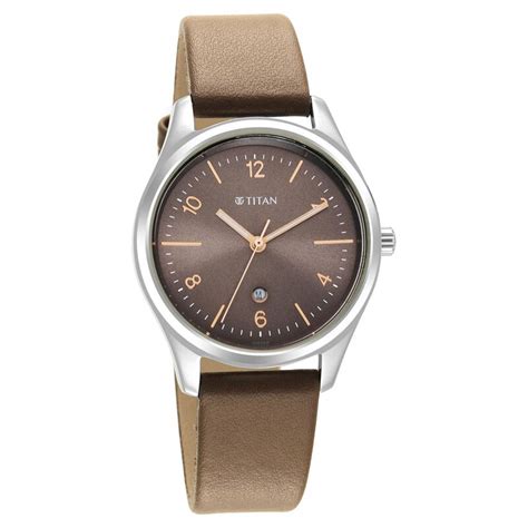 Buy Online Titan Trendsetters Brown Dial Women Watch With Leather Strap ...