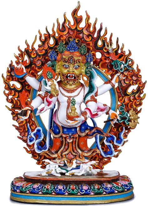 Buy Exotic India Tibetan Buddhist Six Armed White Mahakala - Made in ...
