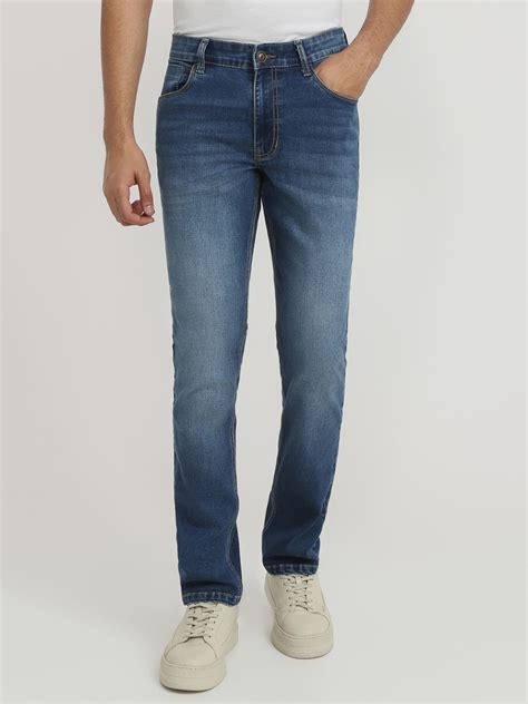 Colorplus Men Blue Plain Regular Fit Cotton Blend Jeans – MyRaymond