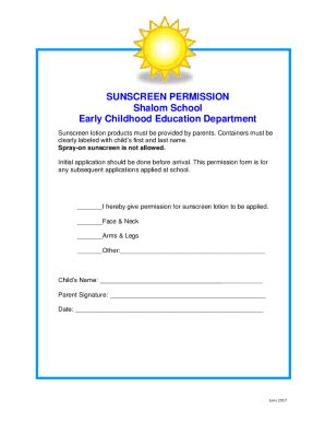 Fillable Online Guidelines for Applying Sunscreen in a Child Care ...