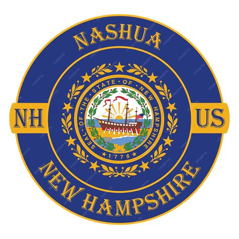 Premium Vector | Nashua new hampshire flag usa travel souvenir seal ...